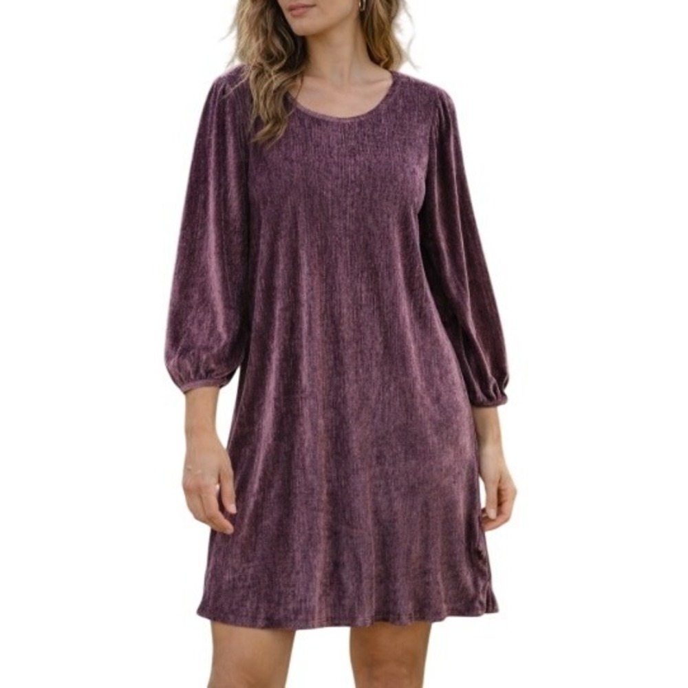 Dress Forum Velvet Tunic Dress Womens M Plum Plisse Style Crinkled Romantic Goth